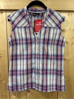 NWT Eider Sherbrooke Bogani Plaid Sleeveless Shirt Cap-Sleeve Top Women's Size 6